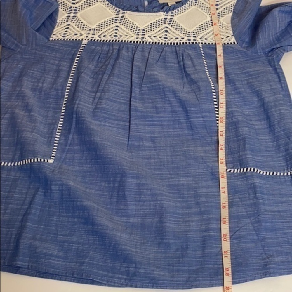 Loft Outlet Babydoll Blue Top with Lace - Picture 7 of 9